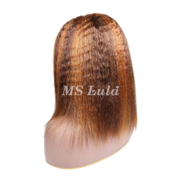 #4/27 Highlight Color Kinky Straight T Part BOB Wig - Image 3